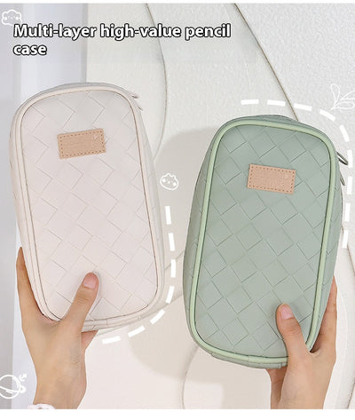 Estuche Escolar Tejido con Diseño Cuadros Diamante - Gran Capacidad - Image 15