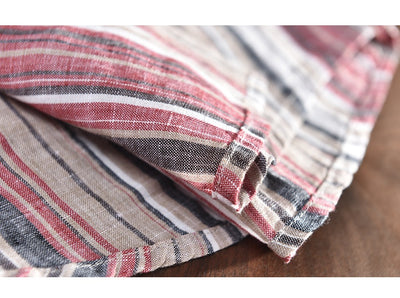 Camisa de Lino a Rayas para Hombre - Perfecta para Primavera y Verano - Image 14