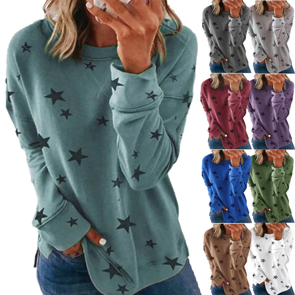 Sudadera Estampado Estrellas Manga Larga para Mujer