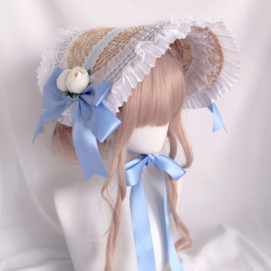 Sombrero Lolita Artesanal Estilo Pastoral de Paja para Mujer - Image 2