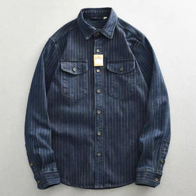 Camisa Denim a Rayas para Hombre - Estilo Ejecutivo - Image 11