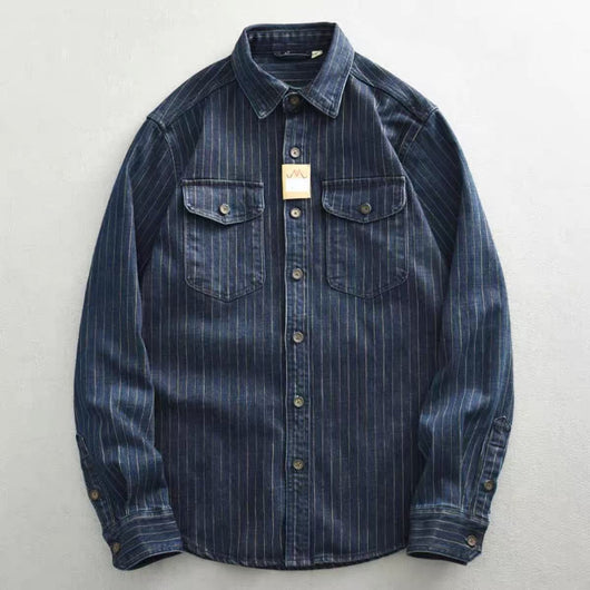 Camisa Denim a Rayas para Hombre - Estilo Ejecutivo - Image 11