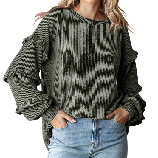 Blusa Elegante con Mangas Linterna y Encaje - Image 5