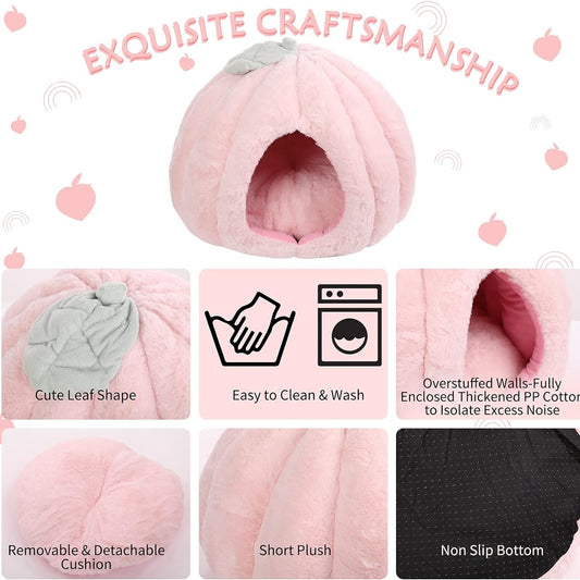 Casa Cueva para Gatos Rosa con Cojín Removible - Cama Refugio Suave
