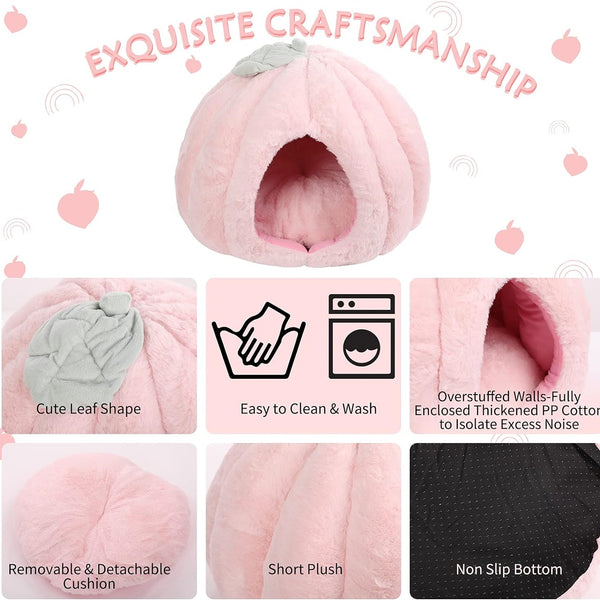 Casa Cueva para Gatos Rosa con Cojín Removible - Cama Refugio Suave