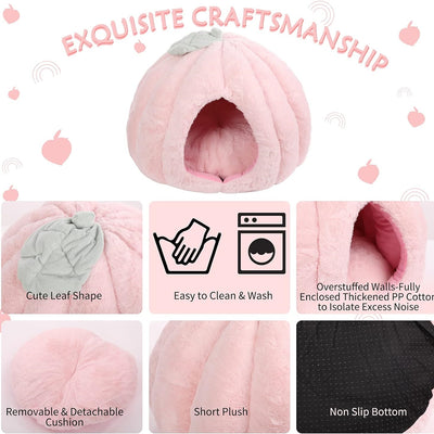 Casa Cueva para Gatos Rosa con Cojín Removible - Cama Refugio Suave