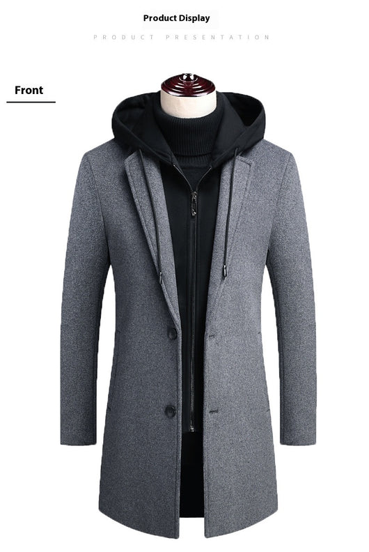 Abrigo de Lana Casual para Hombre con Gorro Desmontable - Image 23