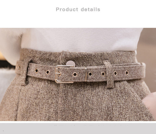 Shorts de Cintura Alta en Lana con Pierna Ancha - Image 15