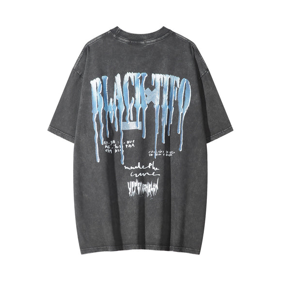 Camiseta Estampado Derretido Manga Corta para Hombre