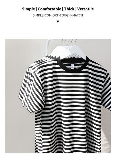 Camiseta Hombre a Rayas Manga Corta Ajuste Relajado Versátil - Image 22