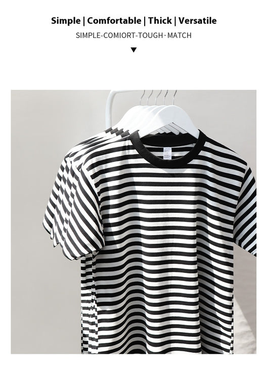 Camiseta Hombre a Rayas Manga Corta Ajuste Relajado Versátil - Image 22
