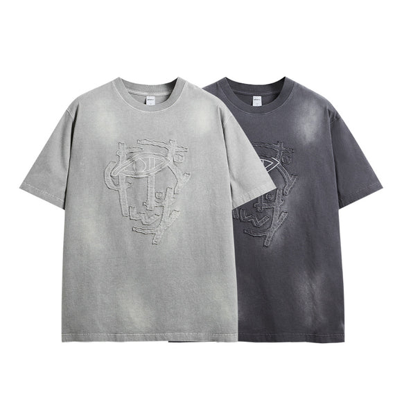 Camiseta Masculina Estonada com Bordado Artesanal e Caimento Solto