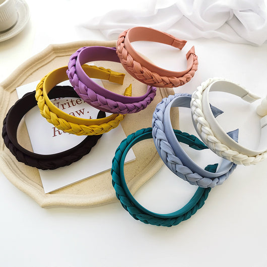 Diadema Trenzada de Tela Unicolor para Cabello - Image 14