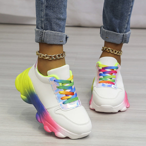 Zapatillas Plataforma Multicolor para Mujer - Estilo Retro Oversized