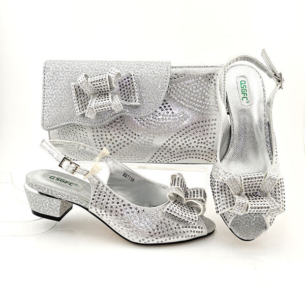 Bolso Clutch de Noche con Tacón Punta Aguda y Hebilla