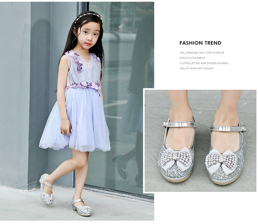 Zapatos de Tacón Alto Infantil con Moño y Cristales - Image 10