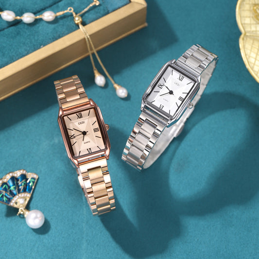 Reloj Cuadrado Minimalista para Mujer - Acero Inoxidable Estilo Coreano
