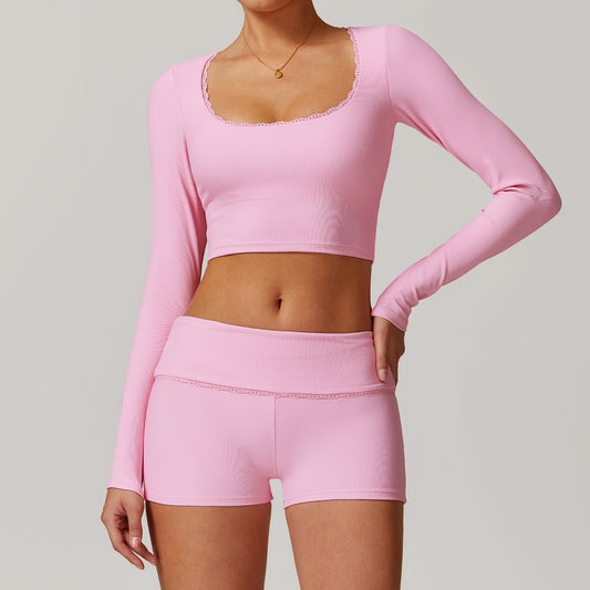 Playera Deportiva Ajustada de Manga Larga - Ropa Yoga Transpirable y Secado Rápido