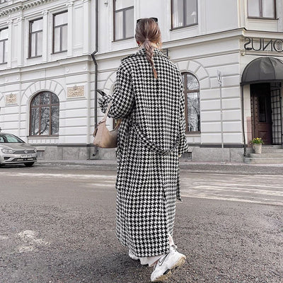 Abrigo Trench Cuadros Pied de Poule Elegante para Mujer - Image 3