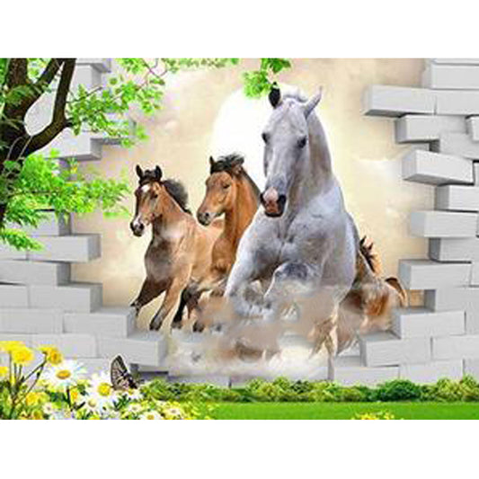 Cuadro de Punto de Cruz Caballo con Diamante - Diseño Geométrico para el Hogar - Image 2