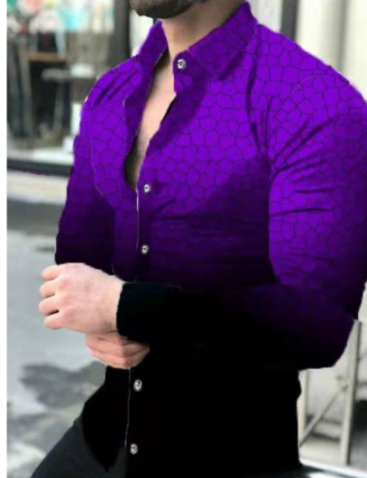 Camisa Cardigan Estampada de Manga Larga Estilo Europeo y Americano para Hombre
