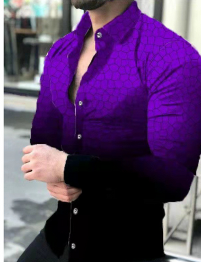 Camisa Cardigan Estampada de Manga Larga Estilo Europeo y Americano para Hombre - Image 2