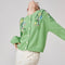 Cardigan Tejido con Bordado Tridimensional Verde para Mujer