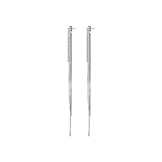 Aretes Largos de Cadena Ósea con Borla y Diamantes - Estilo Minimalista Frío - Image 10