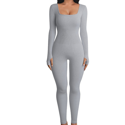 Jumpsuit Deportivo Mujer Manga Larga Cuello Cuadrado Yoga - Image 35