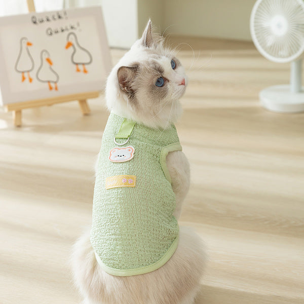 Ropa Transpirable para Mascotas con Diseño Calado y Parche de Osito