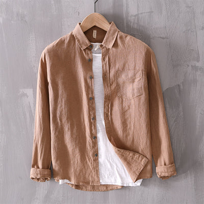 Camisa Casual de Manga Larga en Algodón y Lino para Hombre - Image 4