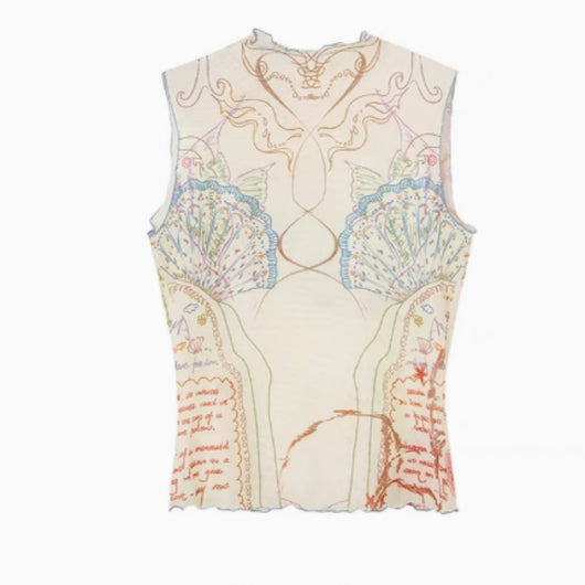 Chaleco de Malla Estampado Océano