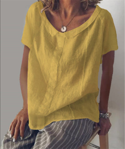 Playera Cuello Redondo Manga Corta en Algodón y Lino - Image 13