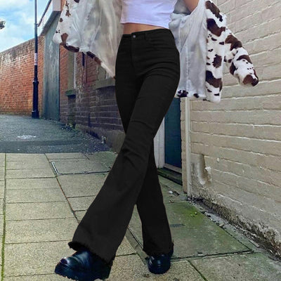 Pantalones Bootcut Café de Cintura Alta con Stretch para Mujer - Image 16