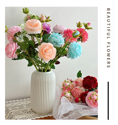 Flores Artificiales de Peonía y Rosa Premium para Decoración del Hogar - Image 17