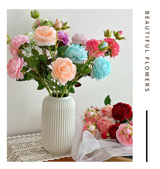 Flores Artificiales de Peonía y Rosa Premium para Decoración del Hogar - Image 17