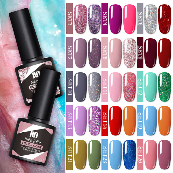 Esmalte de Uñas Gel Rojo Navideño con Brillo Reflectante UV