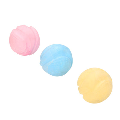 Light blue textured TPR foam dog toy ball, 7.5cm in diameter, for pet play and chewing. - Image 6