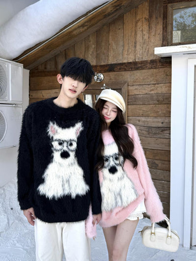 Suéter Holgado Casual con Estampado de Cachorro para Hombre y Mujer - Image 12