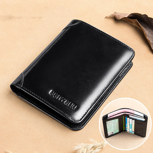 Billetera Vertical Tri-fold de Cuero Mate para Hombre - Image 11