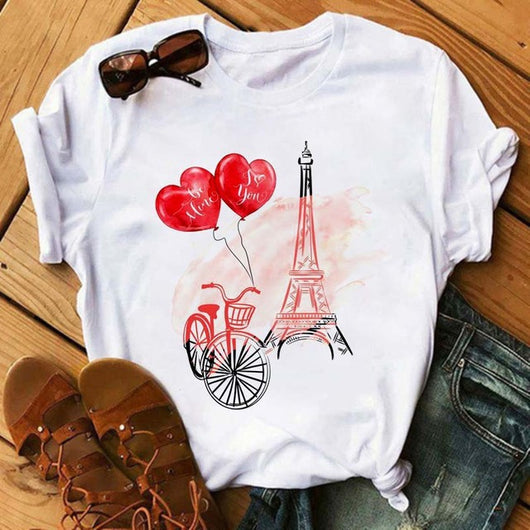 Blusa Romántica de Manga Corta para Mujer con Estampado I LOVET - Image 31
