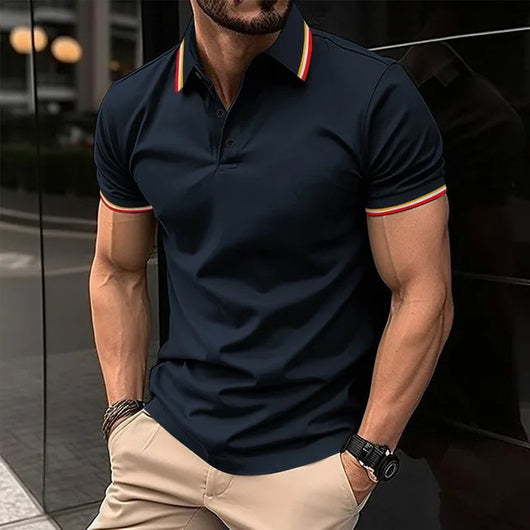 Polo Casual Holgado de Manga Corta Liso para Hombre - Image 17