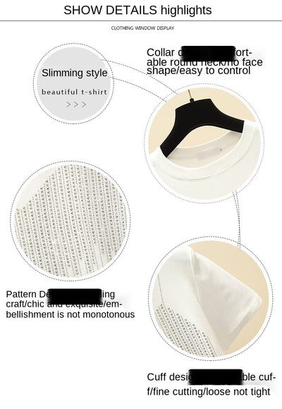 Blusa Elegante Diamante Temperamento Manga Corta Ajustada Mujer - Image 15
