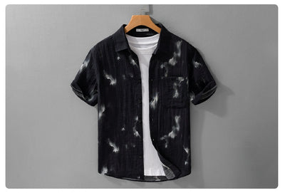 Camisa de Lino Estampada Manga Corta Fresca para Verano - Image 9
