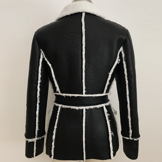 Chaqueta de Cuero Doble Botonadura Slim Fit con Detalles de Piel - Image 10
