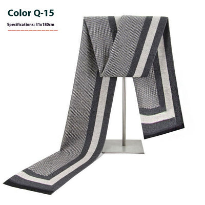 Bufanda Ejecutiva de Cachemira Rayada para Hombre Invierno - Image 20
