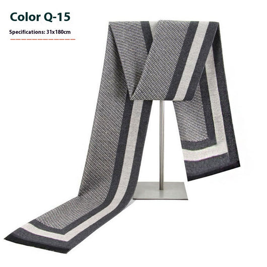 Bufanda Ejecutiva de Cachemira Rayada para Hombre Invierno - Image 20