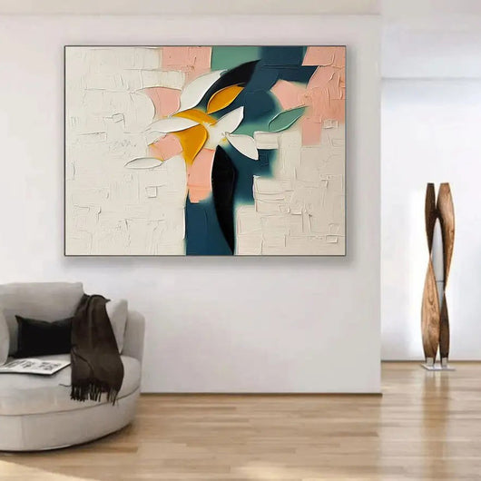 Cuadro Abstracto Moderno Pintura al Óleo Hecha a Mano con Textura 3D Flores - Image 16