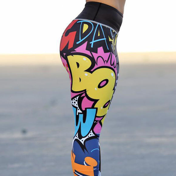 Leggings de Cintura Alta con Estampado Digital Europeo y Americano