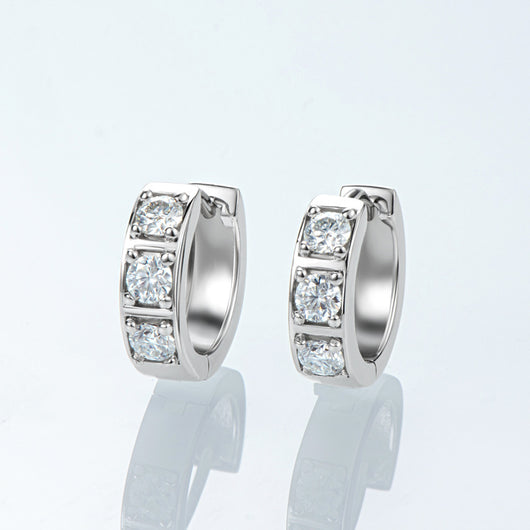 Aretes Hip Hop Moissanita Plata 925 Clip Negro y Blanco Elegante - Image 13